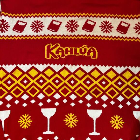 Kahlua Mens Novelty Holiday Sweater Turtle Neck Red Yellow XXL - Picture 3 of 10